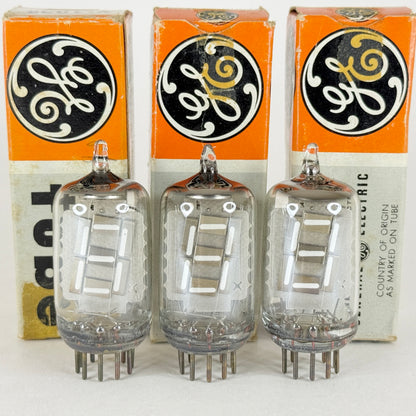 Lot of (3) GE Y-1938 VFD Tubes Vacuum Fluorescent Display Nixie Tubes with Boxes