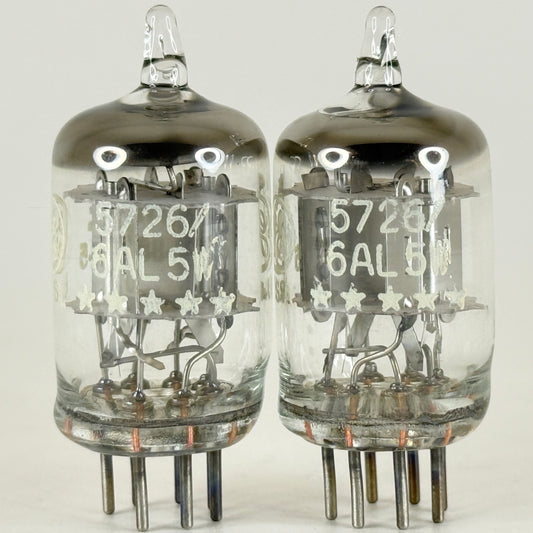 Tested Balanced Matched Pair GE 5726 6AL5W Tubes Five Star ☆☆☆☆☆ Codes HE