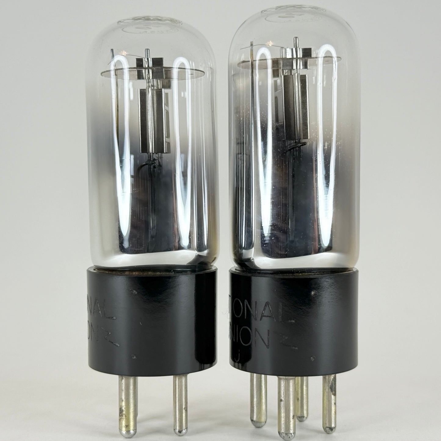 Tested Matched Pair National Union Type 20 Tubes (UX120 Equiv.) Engraved Bases