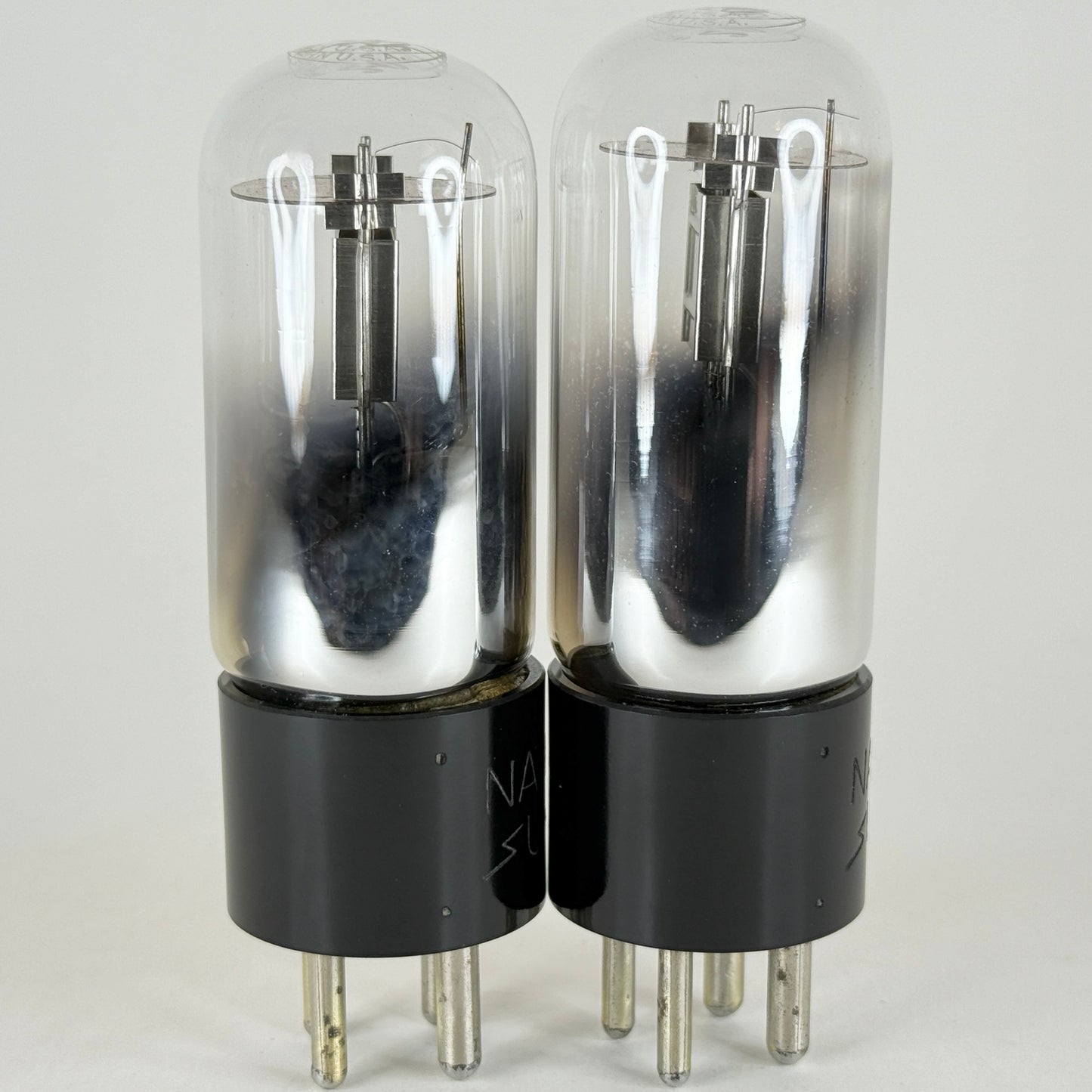 Tested Matched Pair National Union Type 20 Tubes (UX120 Equiv.) Engraved Bases