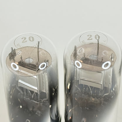 Tested Matched Pair National Union Type 20 Tubes (UX120 Equiv.) Engraved Bases