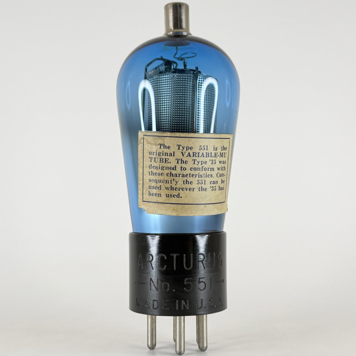 (1) Tested Arcturus Type 51 Tube with Label Blue Arcturus 551 Globe Tube (b)