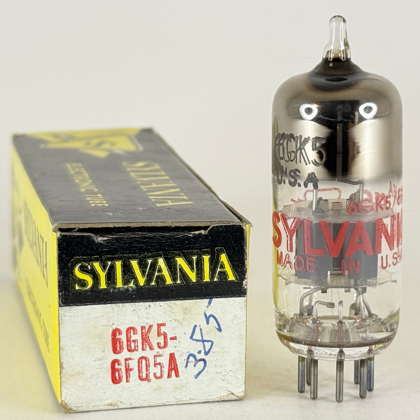 (1) Tested Sylvania 6GK5 6FQ5A Tube Red Letters with Box Code ag BAL 6GK5 Tube