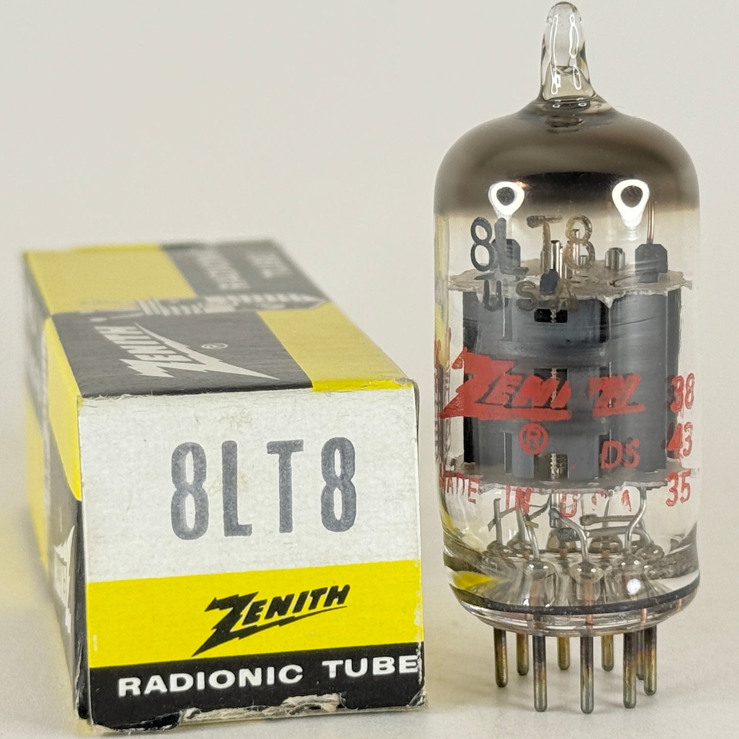 (1) Tested Zenith 8LT8 Tube with Box Date Code 835 Twin Diode Vacuum Tube