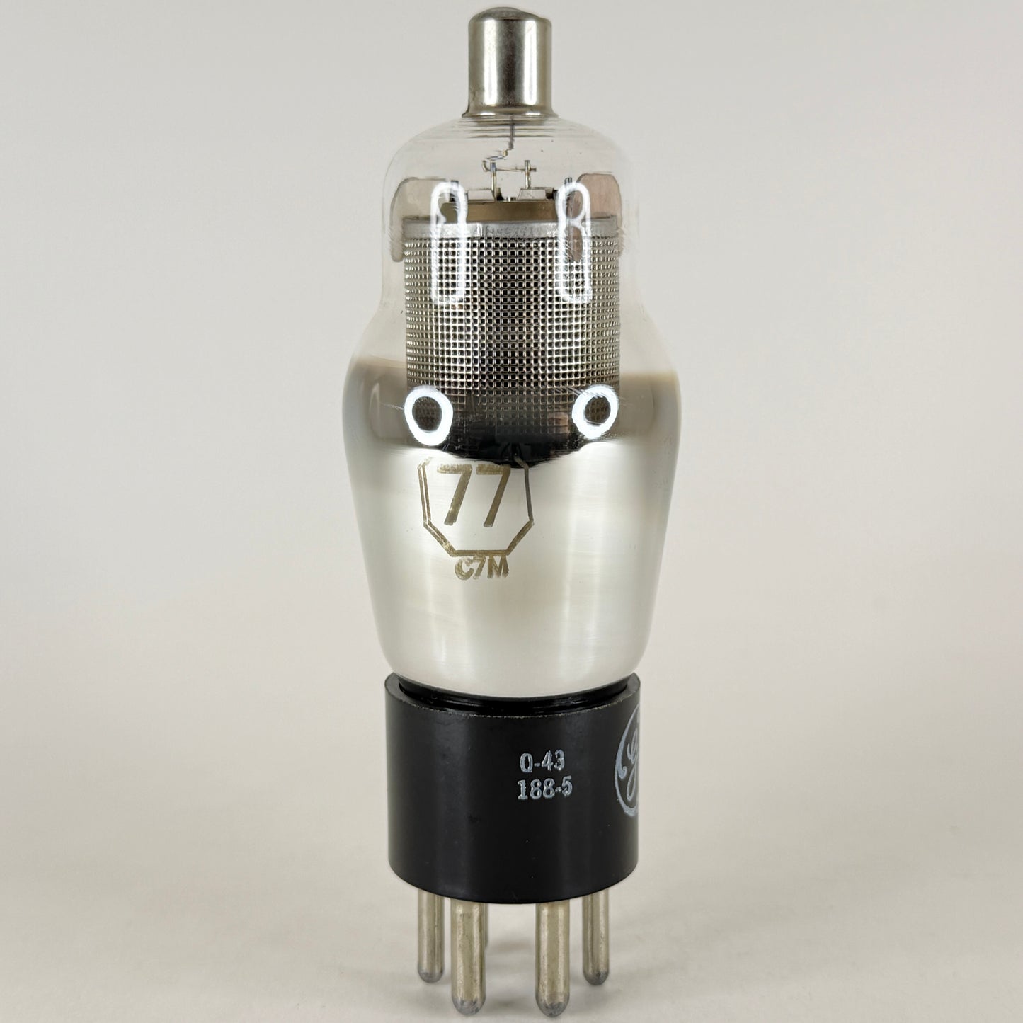 (1) Tested GE Type 77 Tube Date Code 0-43 Triple Grid Detector Amplifier Tube