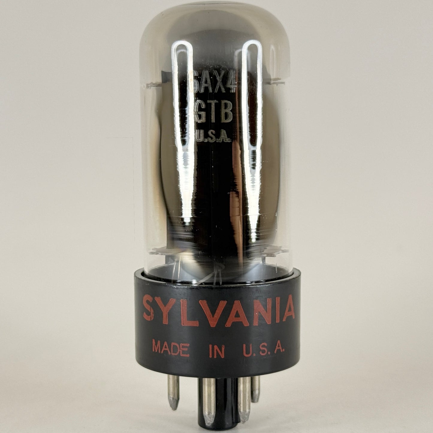 (1) Tested Sylvania 6AX4GTB Tube Red Letters Code ma EKE 6AX4 GT Rectifier Tube