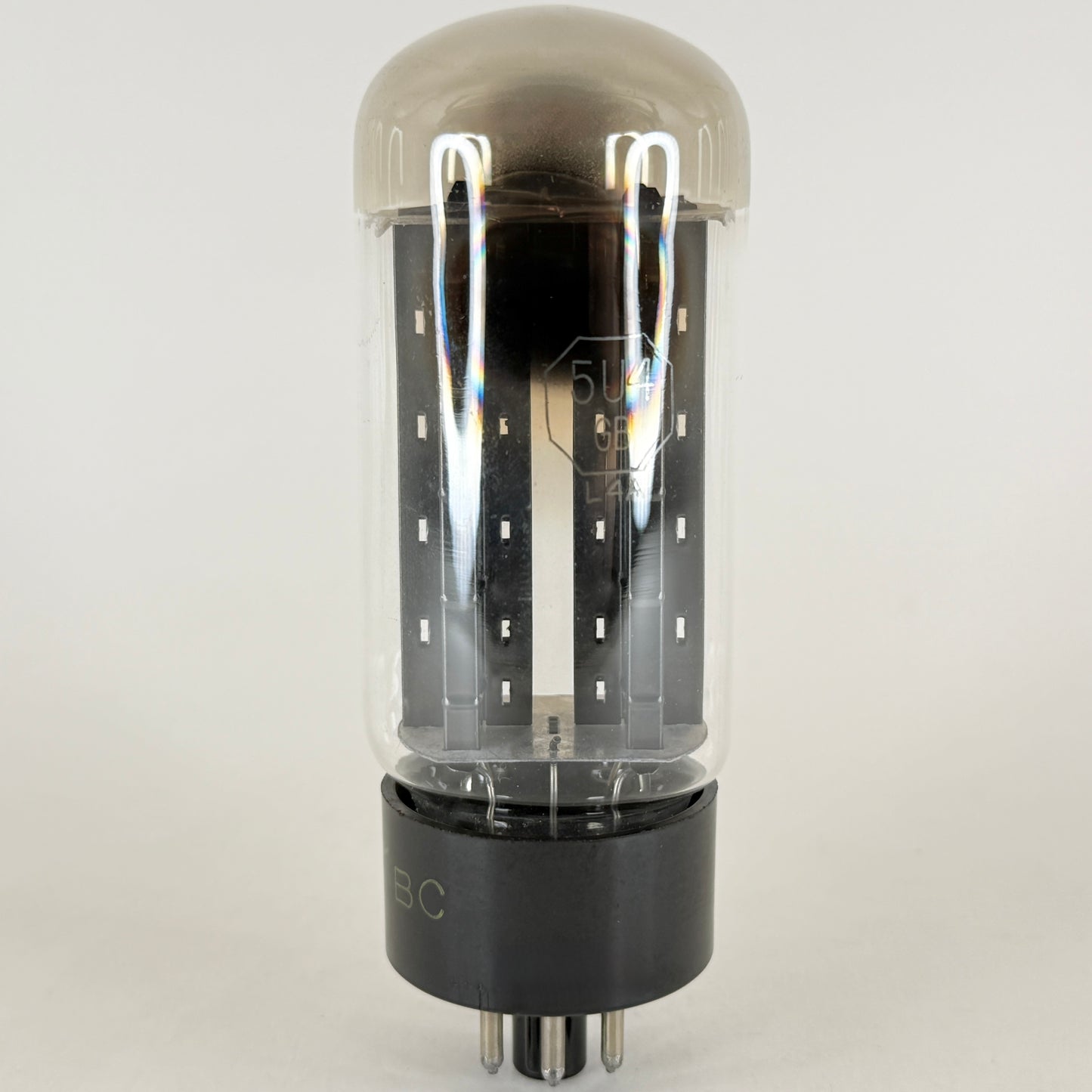 (1) Tested Sylvania 5U4GB Tube Shiny Black Plates Dual Side Getters Code BC