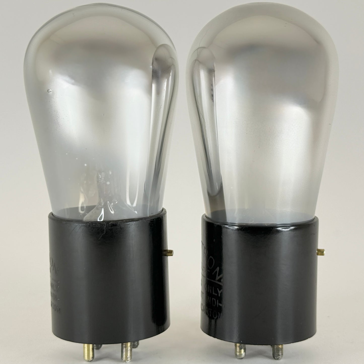 Tested Matched Pair RCA UV 201 A Tubes Short Pin Type 01A Tubes Globe Brass Pins
