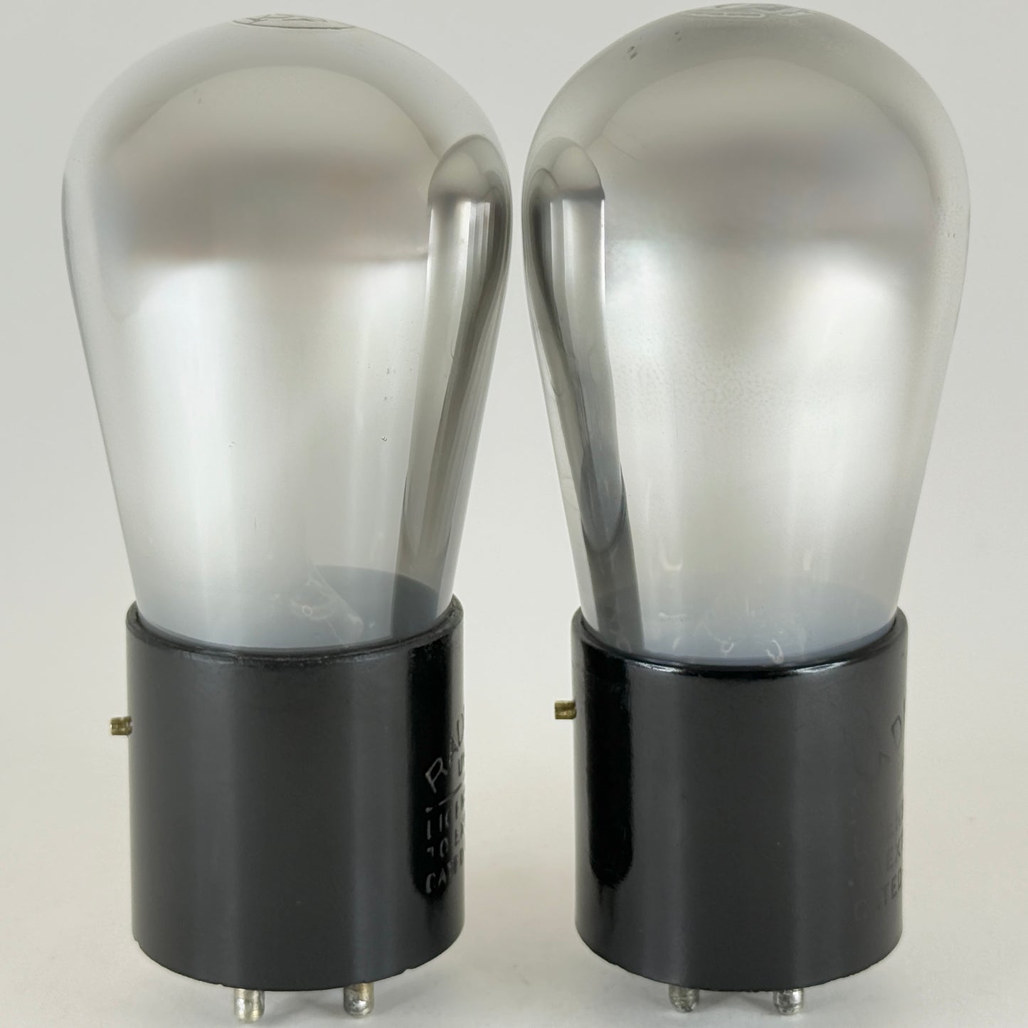 Tested Matched Pair RCA UV 201 A Tubes Short Pin Type 01A Tubes Globe Brass Pins