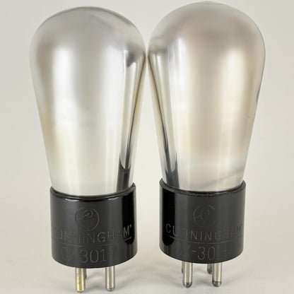 Tested Matched Pair Cunningham CX 301 A Tubes Type 01A Tubes Globe Brass Pins