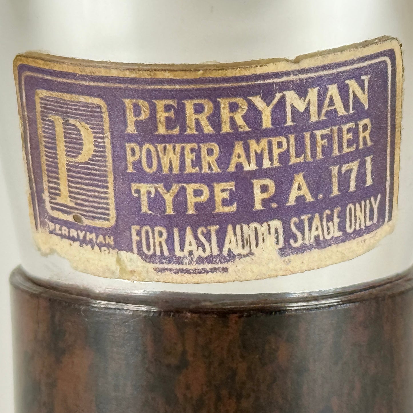 (1) Tested Perryman PA 171 Tube Type 71A Marbled Brown Bakelite Base Globe