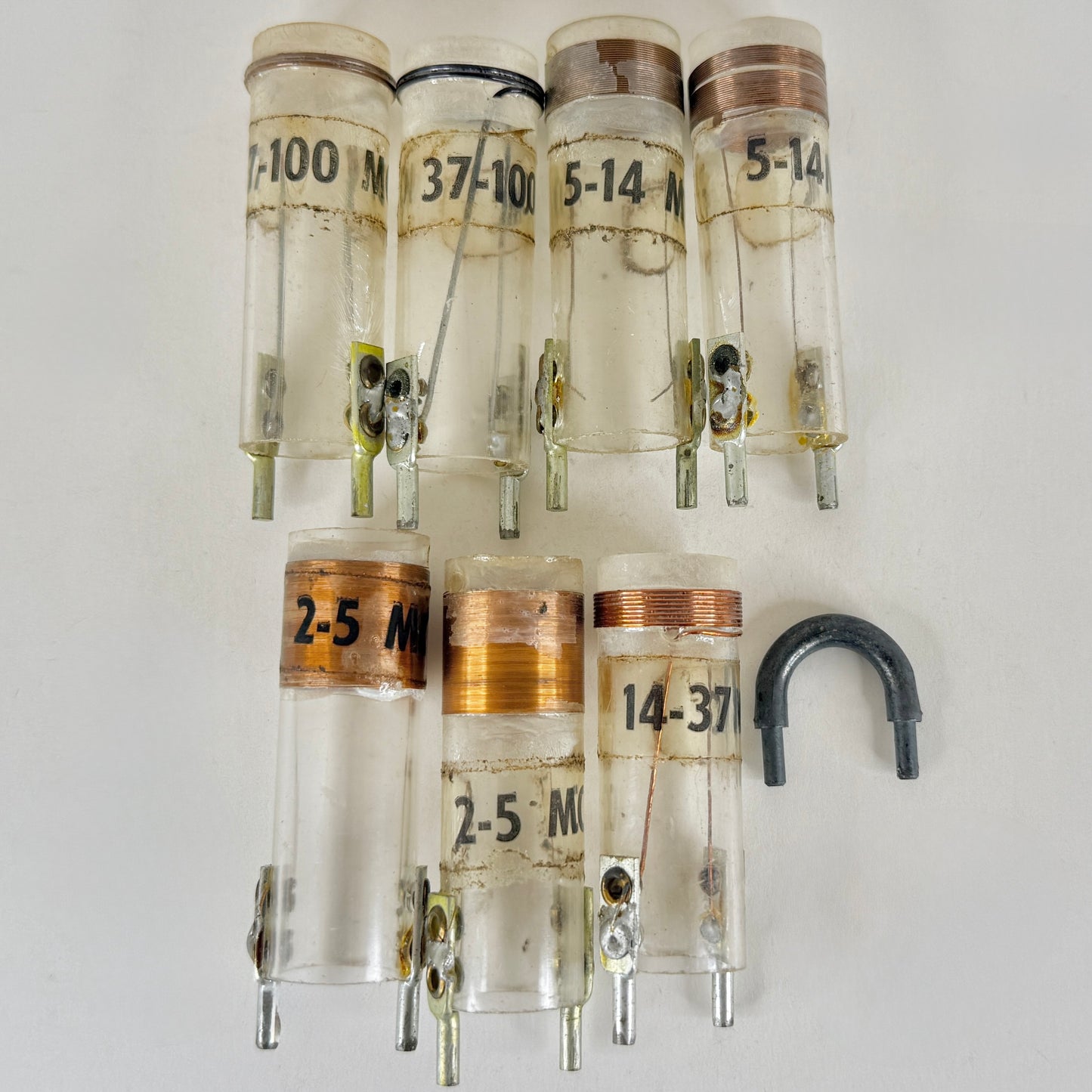 Lot of (7) Vintage Radio RF Plug-in Coils 2 MC to 100 MC For Ham Radio and More