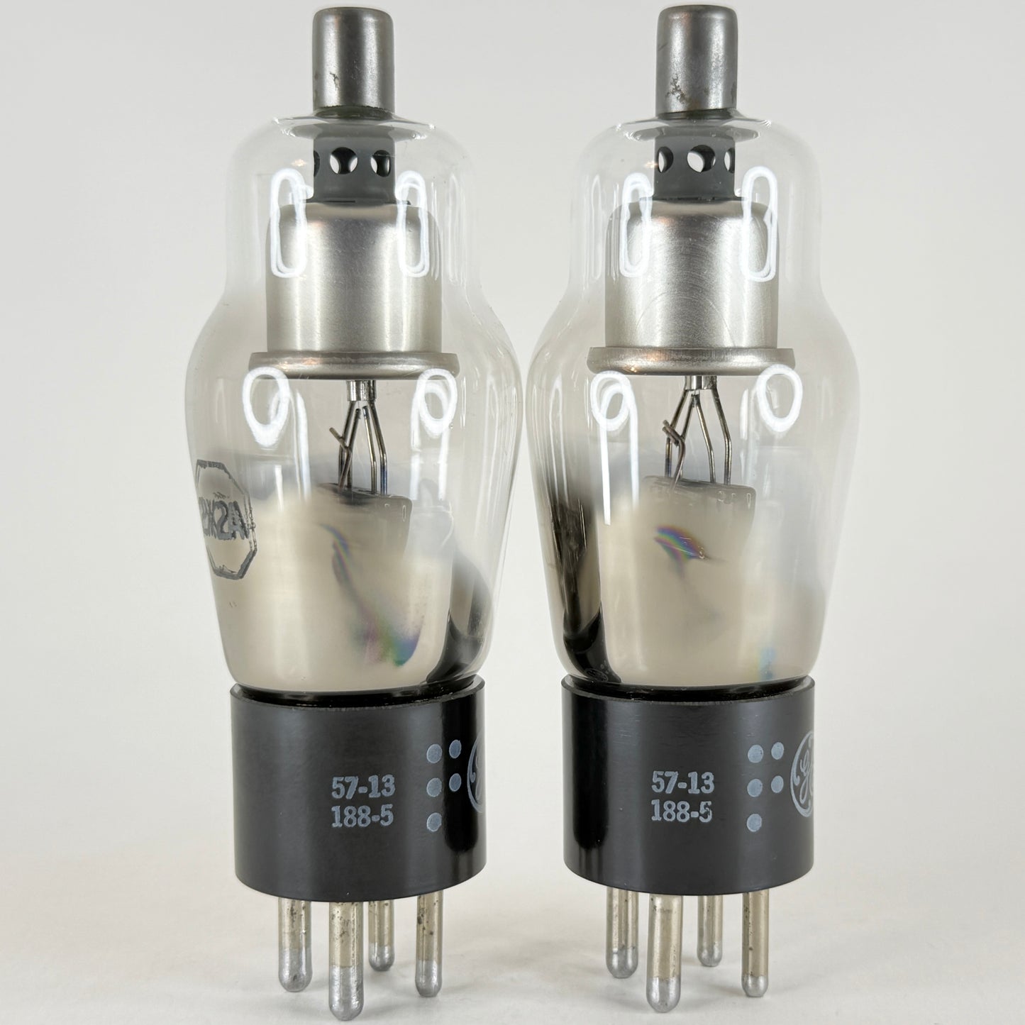 Tested Matched Pair GE 2X2A Tubes Codes 57-13 Half Wave High Vacuum Rectifiers