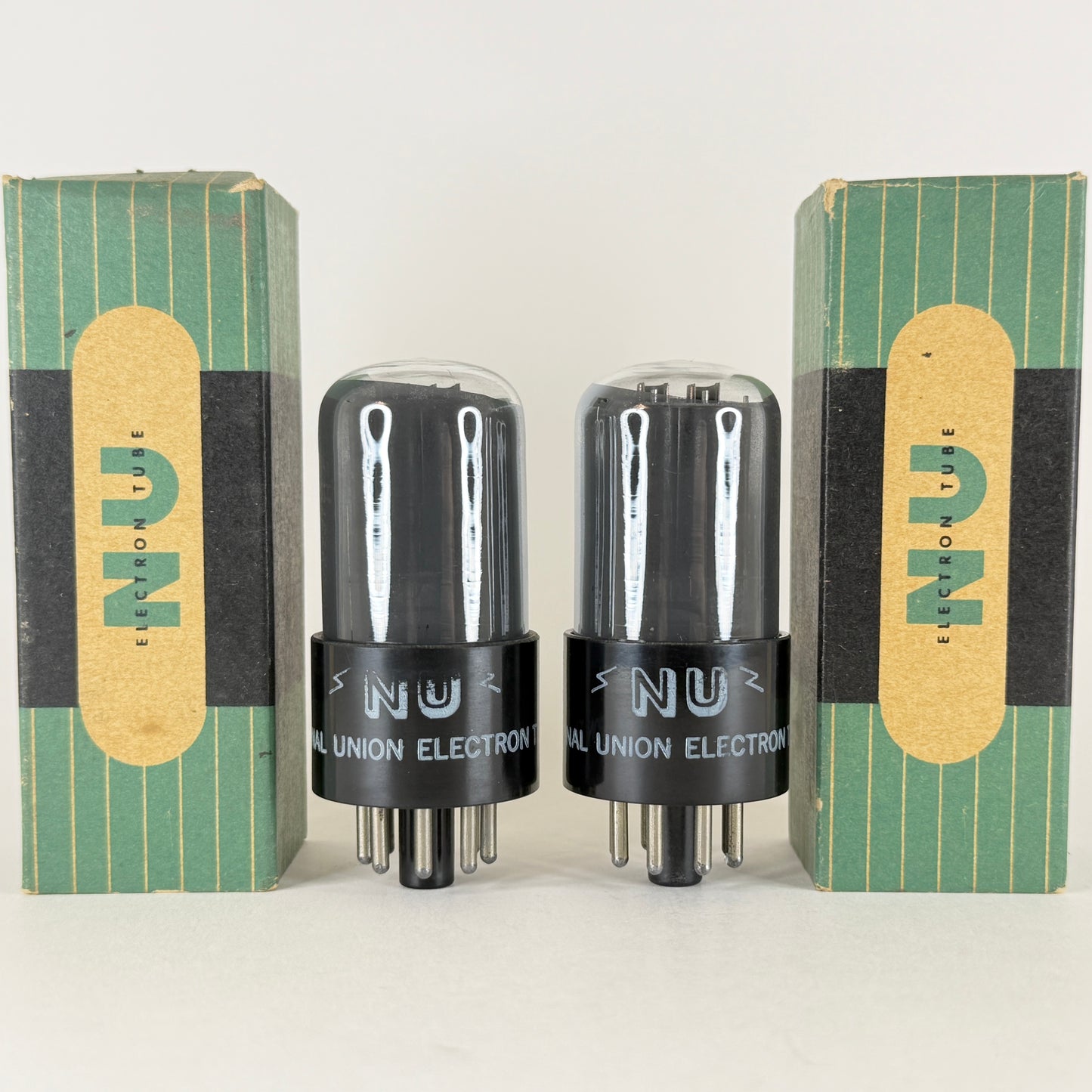 Tested Matched Pair Gray Smoke National Union 6N7GT/G Tubes and Boxes Codes JR