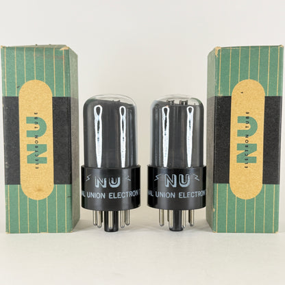 Tested Matched Pair Gray Smoke National Union 6N7GT/G Tubes and Boxes Codes JR
