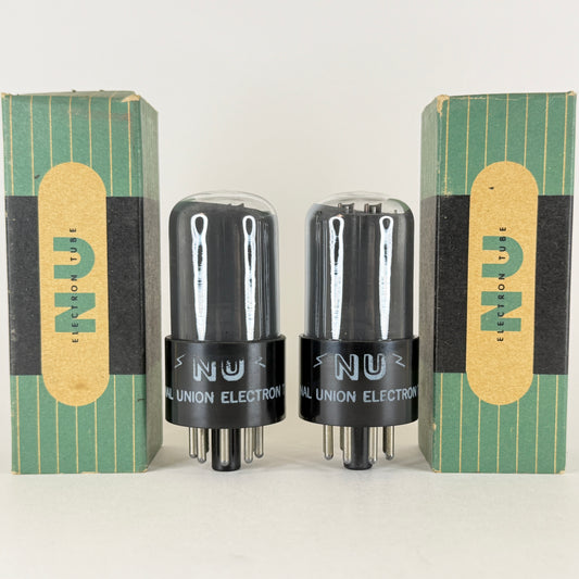 Tested Matched Pair Gray Smoke National Union 6N7GT/G Tubes and Boxes Codes JR