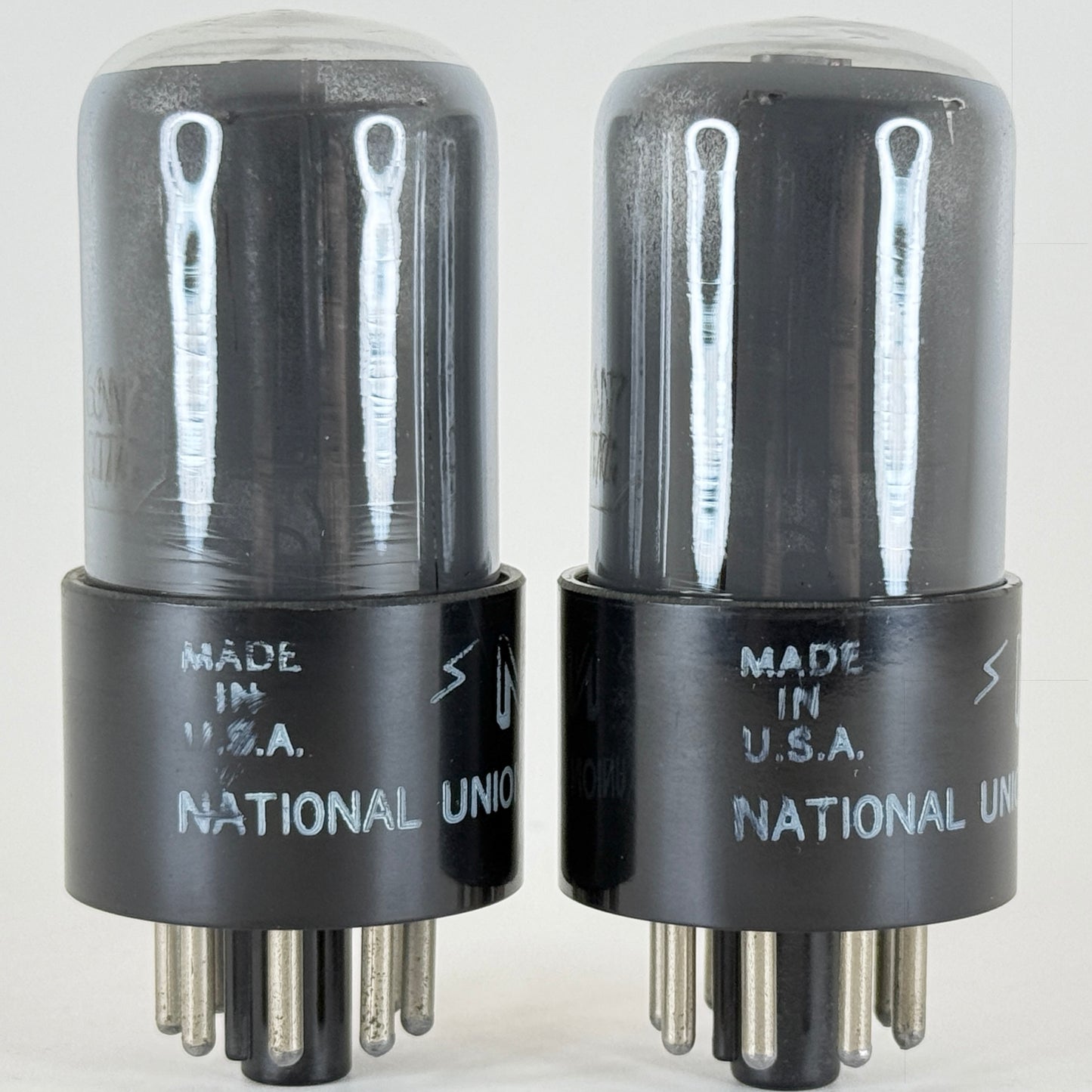 Tested Matched Pair Gray Smoke National Union 6N7GT/G Tubes and Boxes Codes JR
