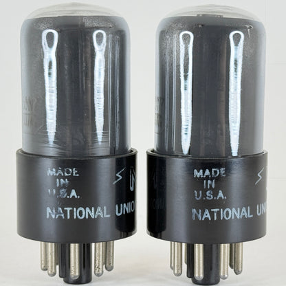 Tested Matched Pair Gray Smoke National Union 6N7GT/G Tubes and Boxes Codes JR