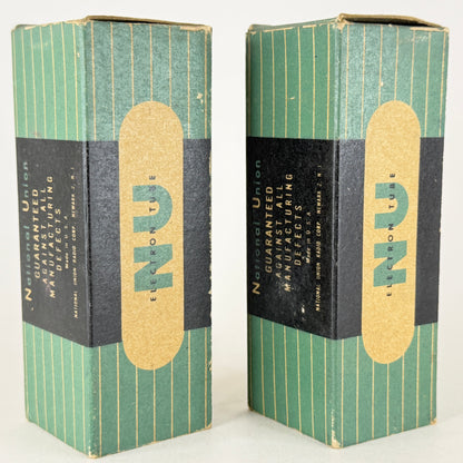 Tested Matched Pair Gray Smoke National Union 6N7GT/G Tubes and Boxes Codes JR