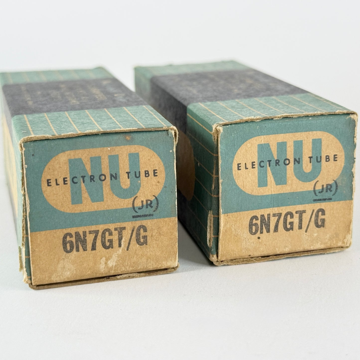 Tested Matched Pair Gray Smoke National Union 6N7GT/G Tubes and Boxes Codes JR