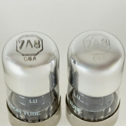 Tested Matched Pair National Union 7A8 Tubes and Boxes Codes LU Loctal Tubes (a)