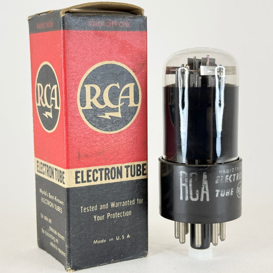 (1) Tested 1956 RCA 32L7GT Tube with Box Black Glass Date Code 643 32L7 GT Tube