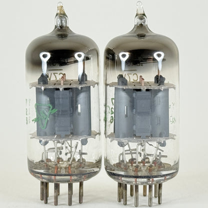 Matched Pair Sylvania 12AU7A Tubes 726 Copper Posts Grey Plates Halo 12AU7 (a)