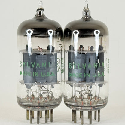 Matched Pair Sylvania 12AU7A Tubes Code 726 Copper Posts Grey Plates 12AU7 (c)
