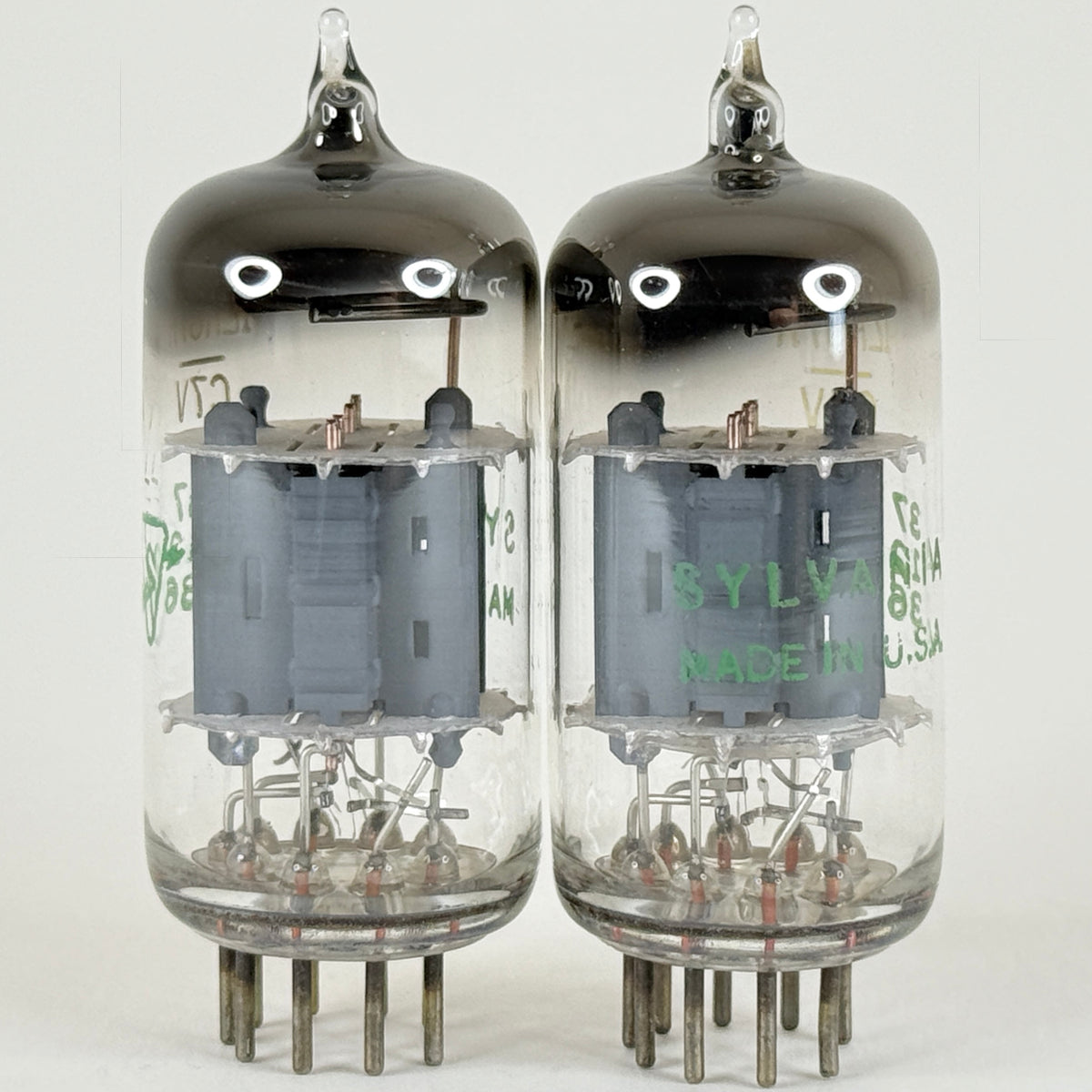 Matched Pair Sylvania 12AU7A Tubes Code 726 Copper Posts Grey Plates 12AU7 (c)