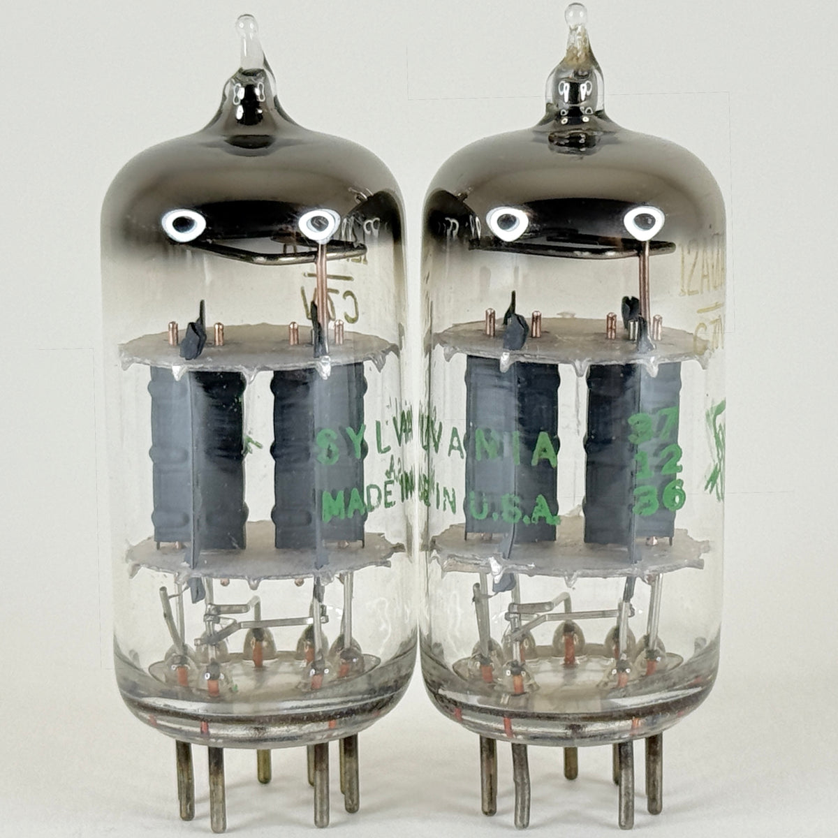 Matched Pair Sylvania 12AU7A Tubes Code 726 Copper Posts Grey Plates 12AU7 (c)