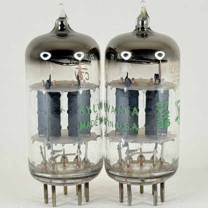 Matched Pair Sylvania 12AU7A Tubes Code 726 Copper Posts Grey Plates 12AU7 (c)