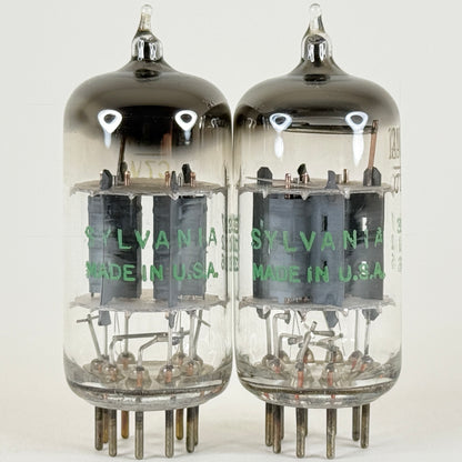 Matched Pair Sylvania 12AU7A Tubes Codes 726 Grey Plates Copper Posts 12AU7 (d)