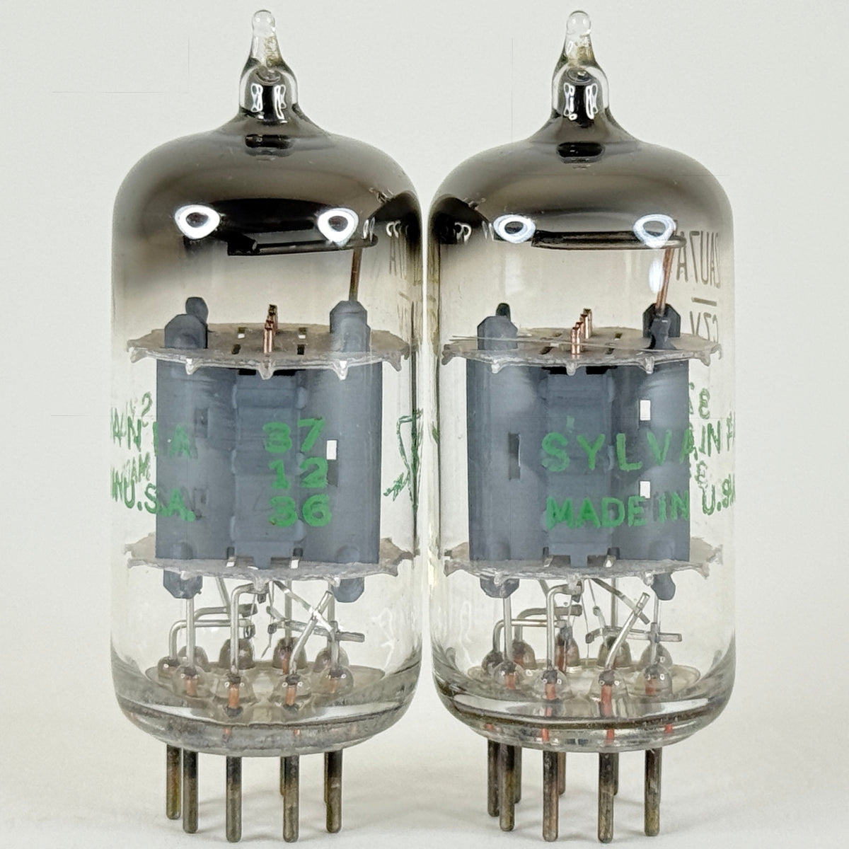Matched Pair Sylvania 12AU7A Tubes Codes 726 Grey Plates Copper Posts 12AU7 (d)