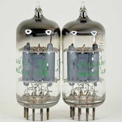 Matched Pair Sylvania 12AU7A Tubes Codes 726 Grey Plates Copper Posts 12AU7 (d)