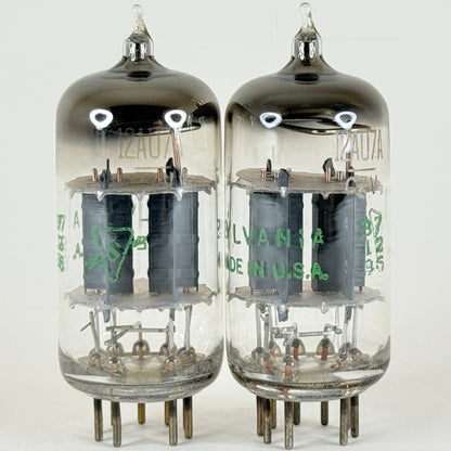 Matched Pair Sylvania 12AU7A Tubes Codes 726 Grey Plates Copper Posts 12AU7 (d)