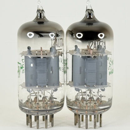 Matched Pair Sylvania 12AU7A Tubes Codes 735 Copper Posts Grey Plates 12AU7 (h)