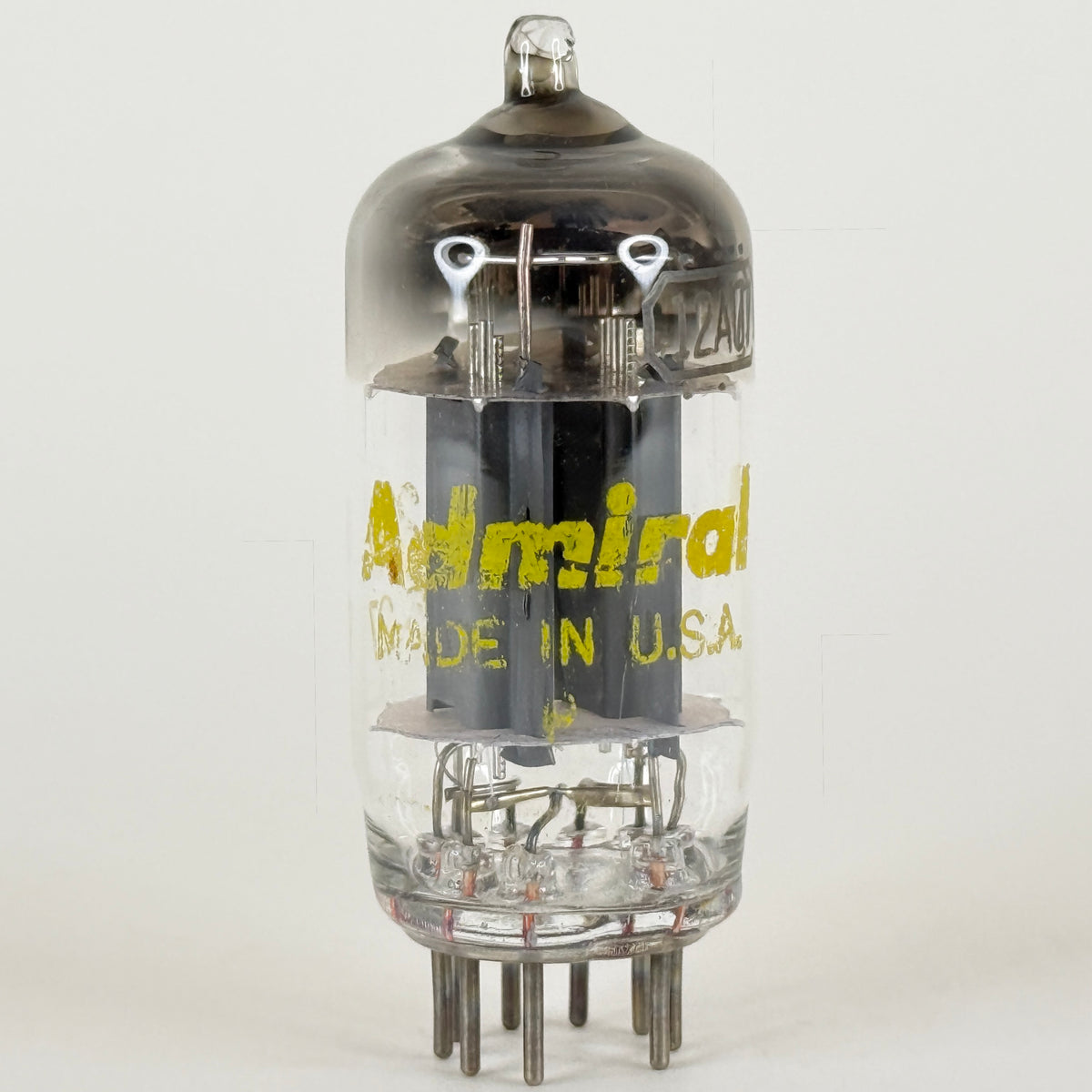 (1) Tested Admiral 12AU7 Tube Code 5-27 Gray Plates Raytheon EIA Twin Triode