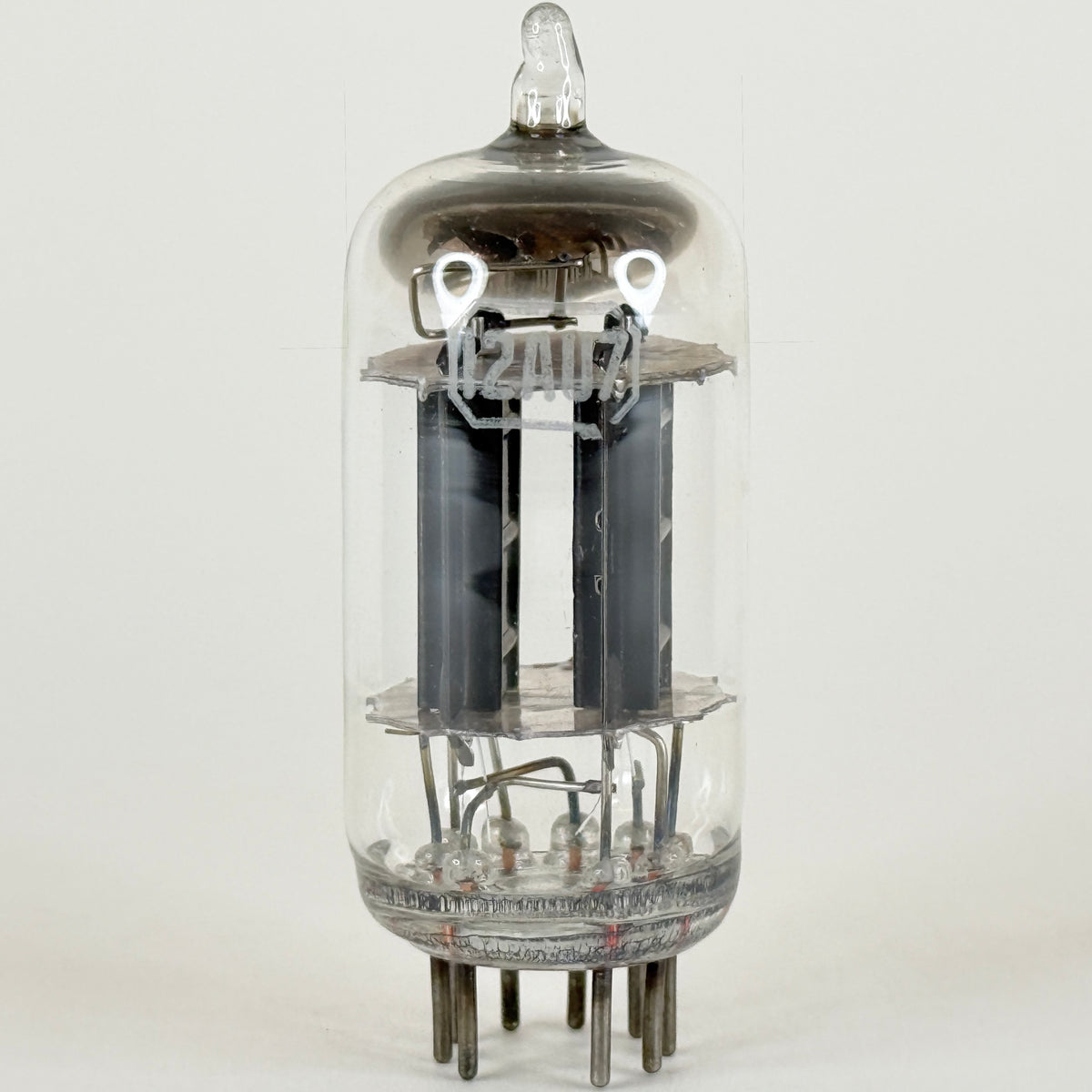 (1) Tested Unbranded 12AU7 Tube Black Plates Square Tilted Getter Twin Triode