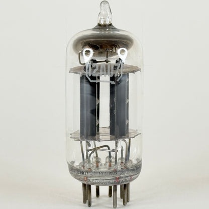 (1) Tested Unbranded 12AU7 Tube Black Plates Square Tilted Getter Twin Triode