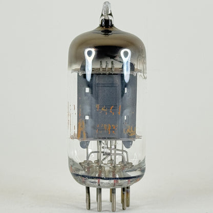 (1) Tested RCA 12AX7 Tube Grey Plates Top Angled Square Getter Dual Triode Tube