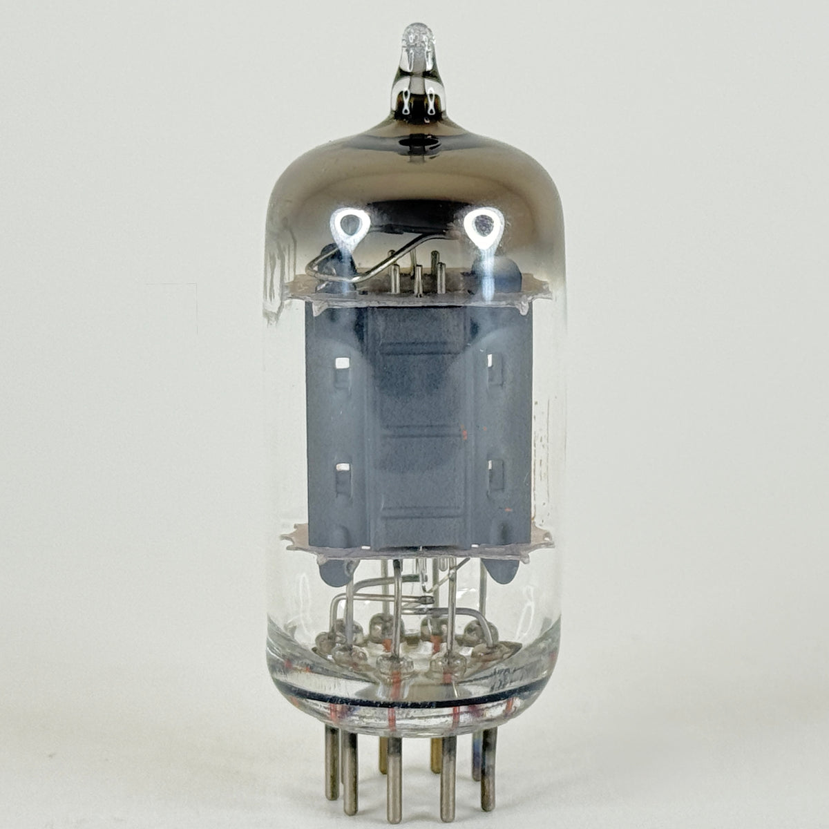 (1) Tested RCA 12AX7 Tube Grey Plates Top Angled Square Getter Dual Triode Tube