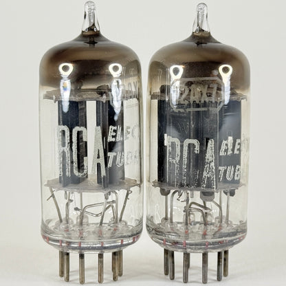 Tested Matched and Balanced Pair RCA 12AX7 Tubes Black Plates Square Getters