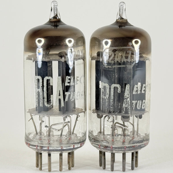 Tested Matched and Balanced Pair RCA 12AX7 Tubes Black Plates Square Getters