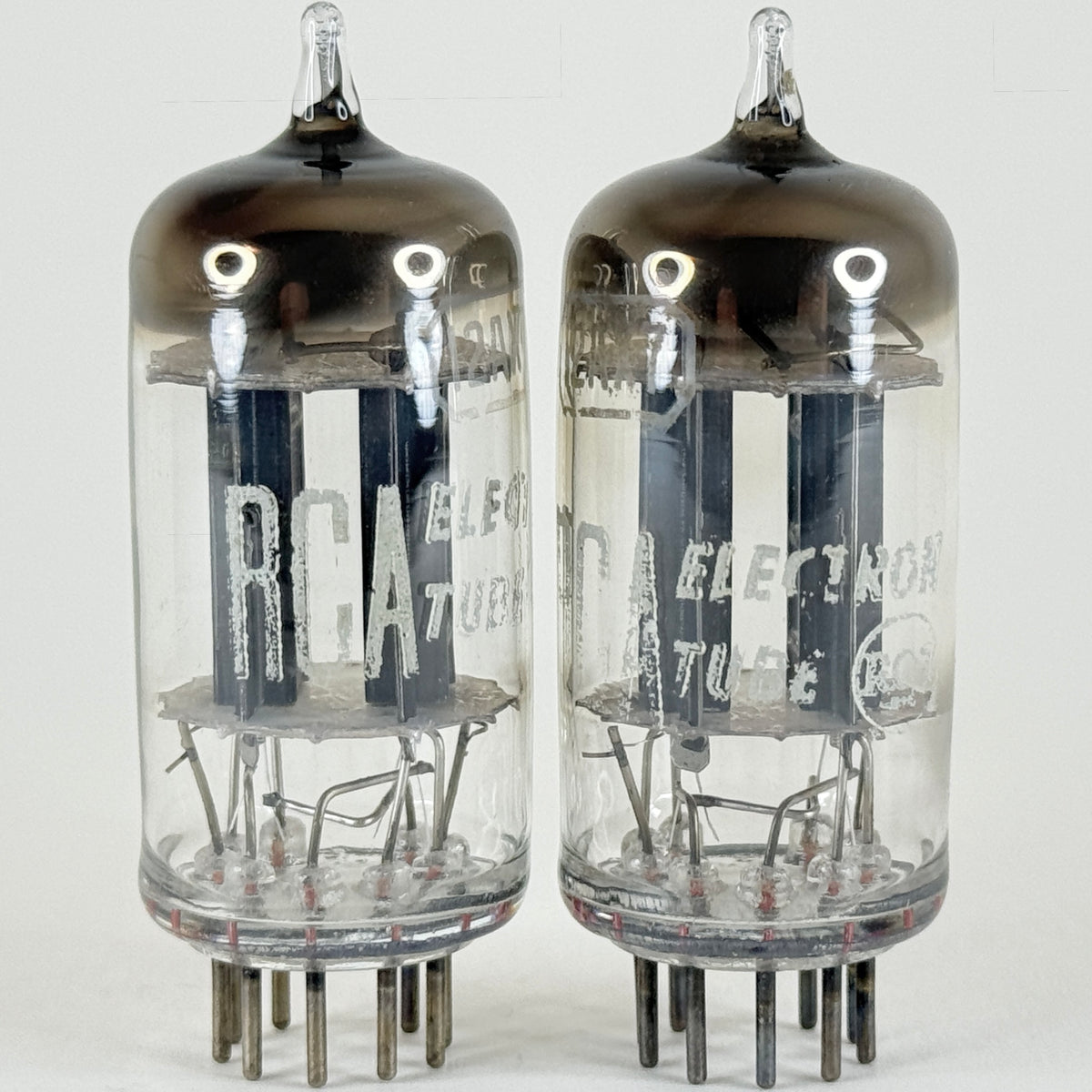 Tested Matched and Balanced Pair RCA 12AX7 Tubes Black Plates Square Getters