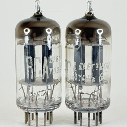 Tested Matched and Balanced Pair RCA 12AX7 Tubes Black Plates Square Getters