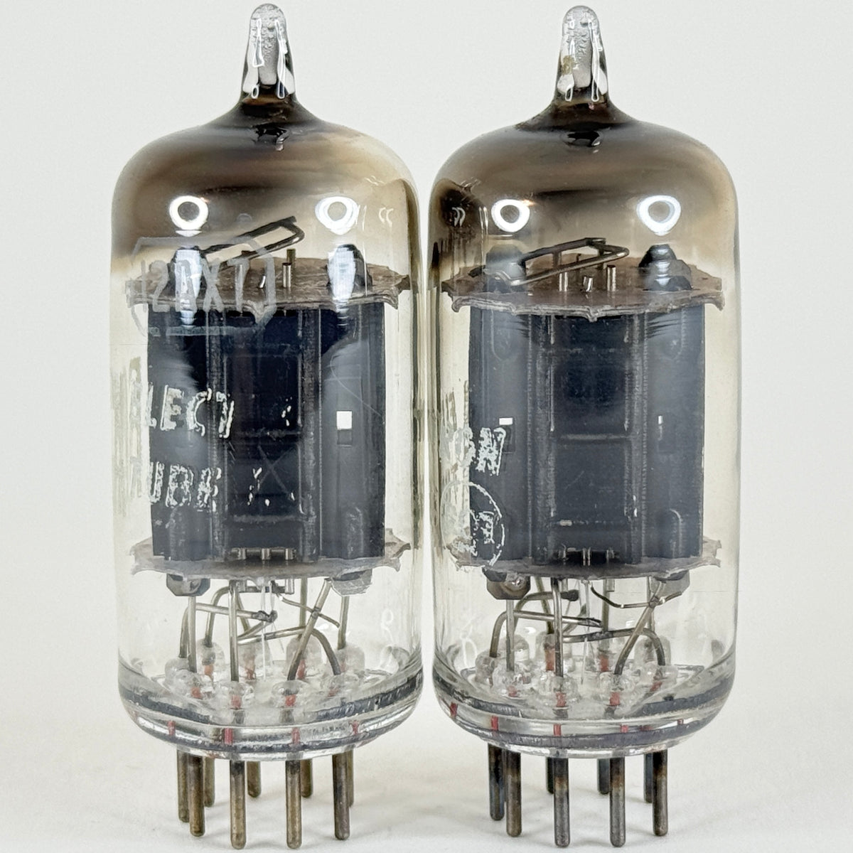 Tested Matched and Balanced Pair RCA 12AX7 Tubes Black Plates Square Getters