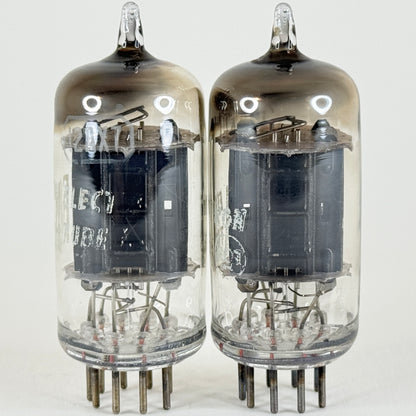 Tested Matched and Balanced Pair RCA 12AX7 Tubes Black Plates Square Getters