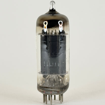 (1) Tested RCA 6CG7 Tube Black Plates Horseshoe Halo Getter Twin Triode Tube