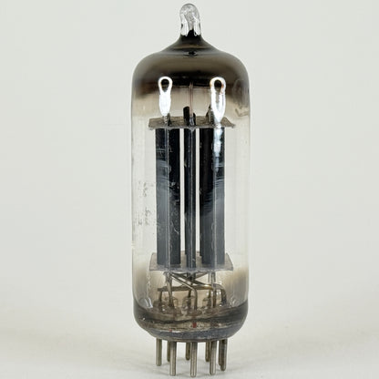 (1) Tested RCA 6CG7 Tube Black Plates Horseshoe Halo Getter Twin Triode Tube