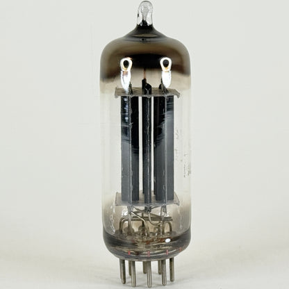 (1) Tested RCA 6CG7 Tube Black Plates Horseshoe Halo Getter Twin Triode Tube